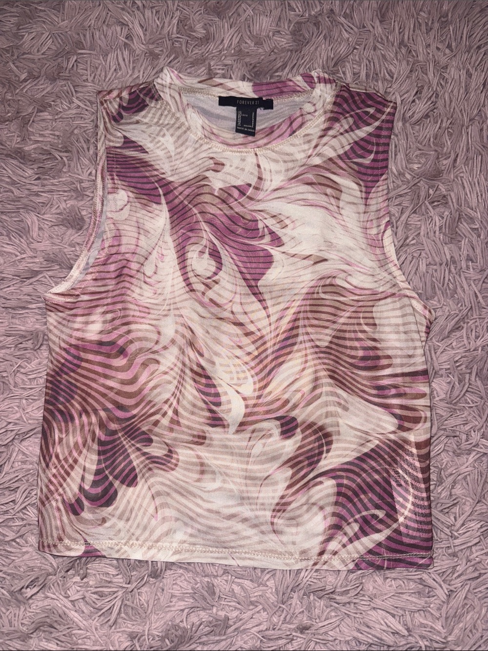 Forever 21 Pink Swirl Mesh Tank Top